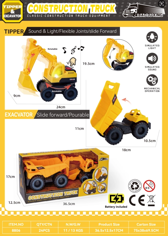 Sound and light construction vehicle set