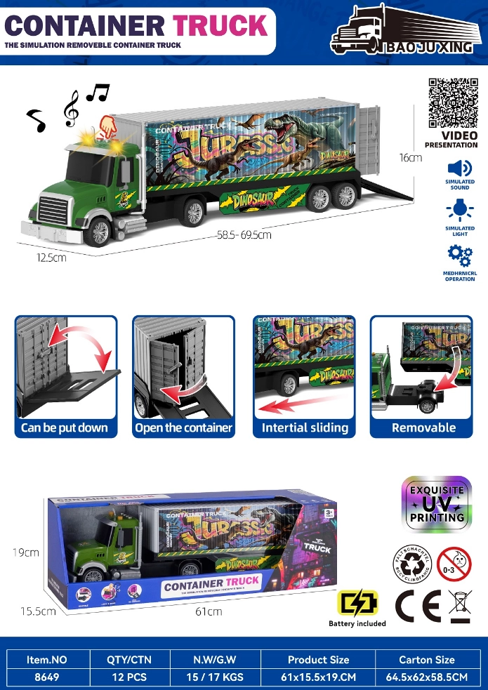Audiovisual Inertia Jurassic Dinosaur Container Transport Vehicle