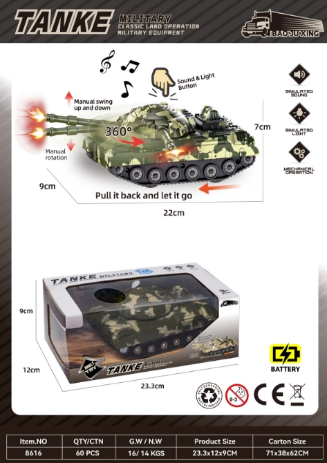 Sound and light simulation of land tanks