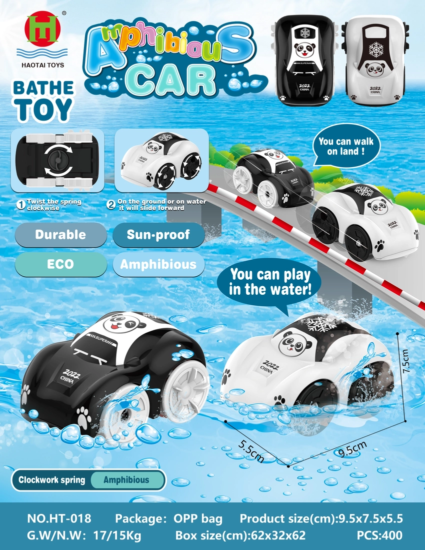 Bath & Water Play Panda Car, Dual-Use for Water & Land