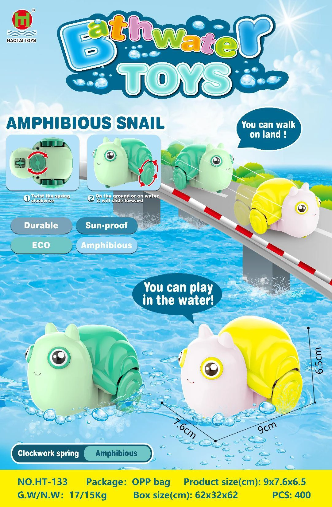 Bath & Water Play Snail, Dual-Use for Water & Land