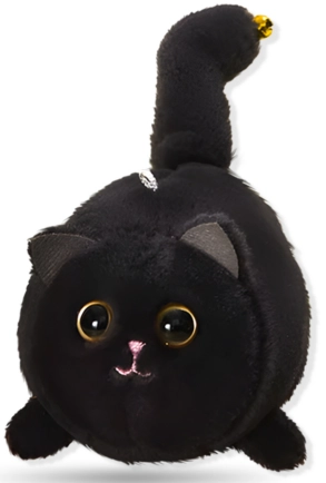 Black Cat on a String(Standard gold keyring)