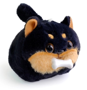 Black Dog on a Leash (White Bell Keychain)