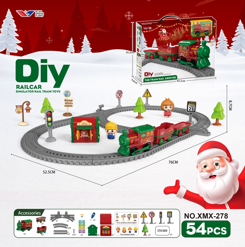 Christmas-themed DIY Electric Track Car/54PCS