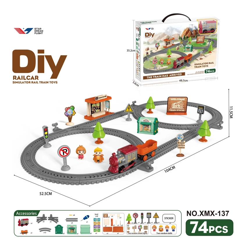 DIY Assembled Electric Track Car / 74PCS