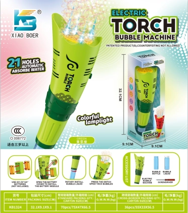 21-Hole Torch Bubble Machine with Lights (Batteries Not Included)