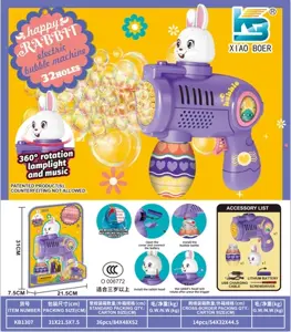 32-Hole Self-Priming Rotating Cute Rabbit Bubble Machine with Lights and Music