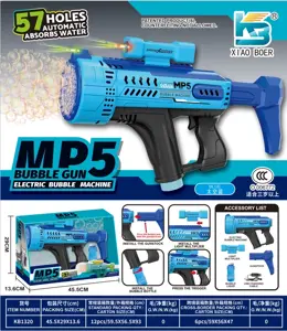 MP5 57-Hole Automatic Water Absorption Colorful Light Bubble Machine