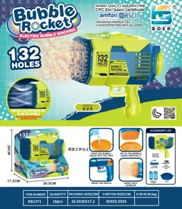 132-Hole Rocket Launcher Electric Colorful LED Bubble Machine
