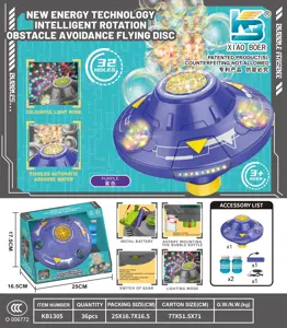 32-Hole Smart Rotating Obstacle-Avoiding UFO with Colorful Lights Electric UFO Bubble Machine