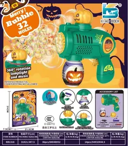 32-Hole Self-Priming Pumpkin Rotating Bubble Machine with Lights and Music