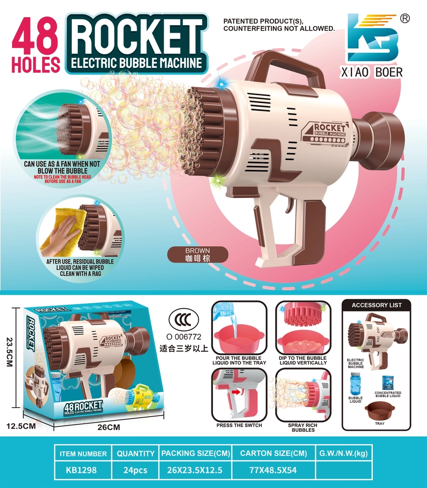 48-Hole Space Launch Cannon Electric Light Bubble Machine (Batteries Not Included)