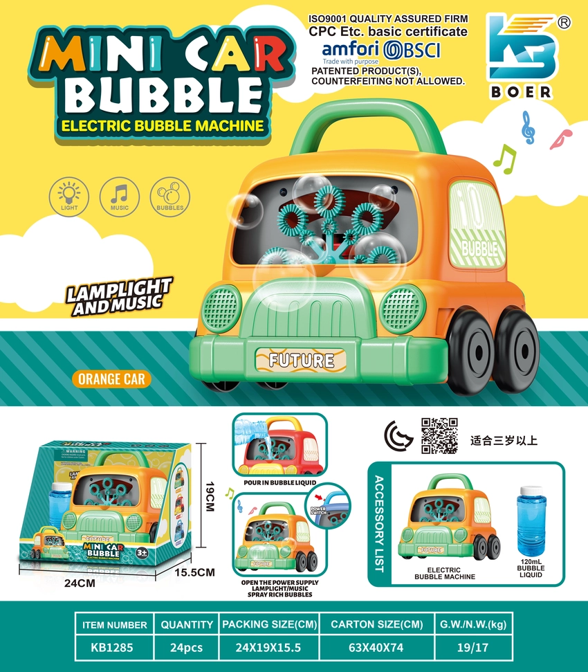 Toy car bubble machine with lights and music