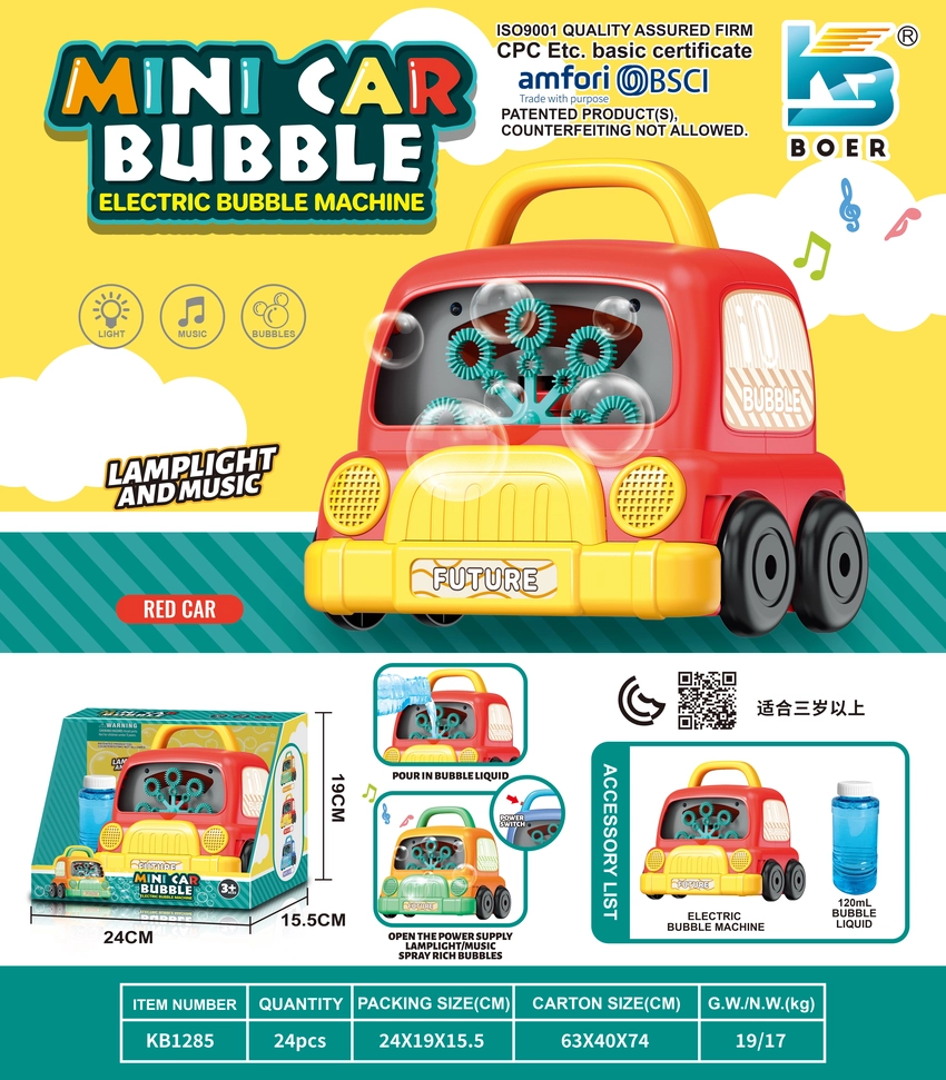 Toy car bubble machine with lights and music