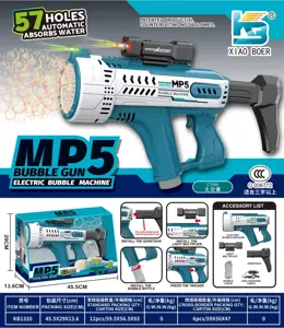 MP5 57-Hole Automatic Water Absorption Colorful Light Bubble Machine