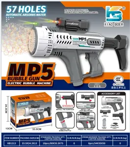 MP5 57-Hole Automatic Water Absorption Colorful Light Bubble Machine