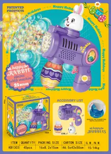 21-Hole Rotating Cute Bunny Light Bubble Machine (Batteries Not Included)