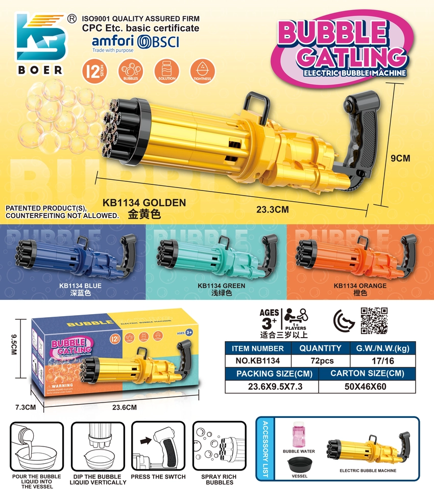 12-Barrel Electric Gatling Bubble Machine