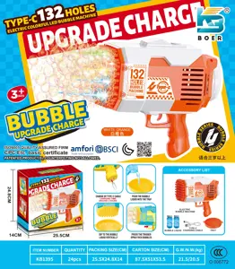 Upgraded Version (Upgraded Type-C Charging) 132-Hole Rocket Launcher Electric Colorful Light Bubble Machine