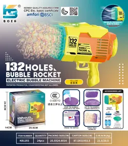 132-Hole Rocket Launcher Electric Colorful LED Bubble Machine