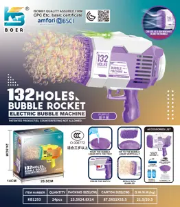 132-Hole Rocket Launcher Electric Colorful LED Bubble Machine