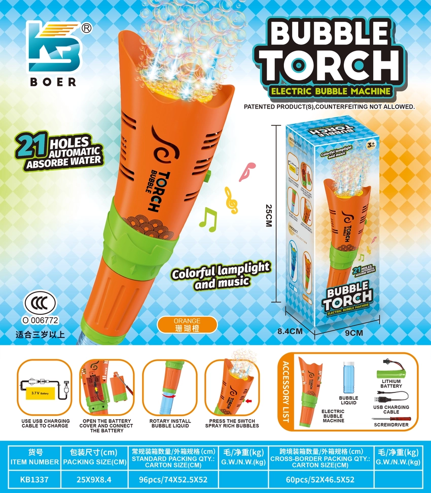 21-hole torch bubble machine with music and dual lights