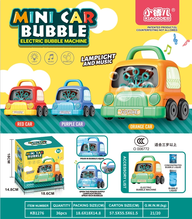 Toy car bubble machine with lights and music
