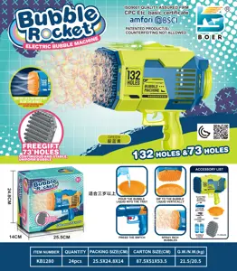 132-Hole & 73-Hole Rocket Launcher Electric Colorful Light Bubble Machine