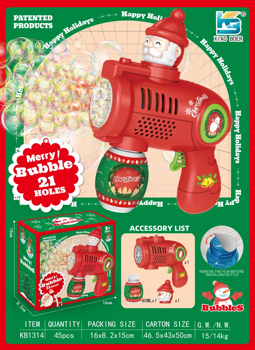 21-Hole Santa Claus Rotating Light Bubble Machine (Batteries Not Included)