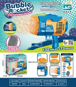 132-Hole & 73-Hole Rocket Launcher Electric Colorful Light Bubble Machine