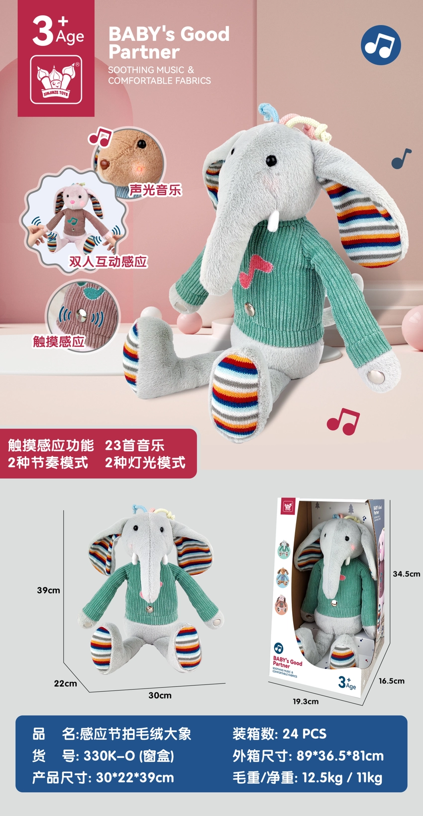 Motion-Activated Plush Elephant