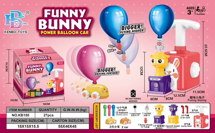 Fun Little Bunny Aerodynamic Balloon Car