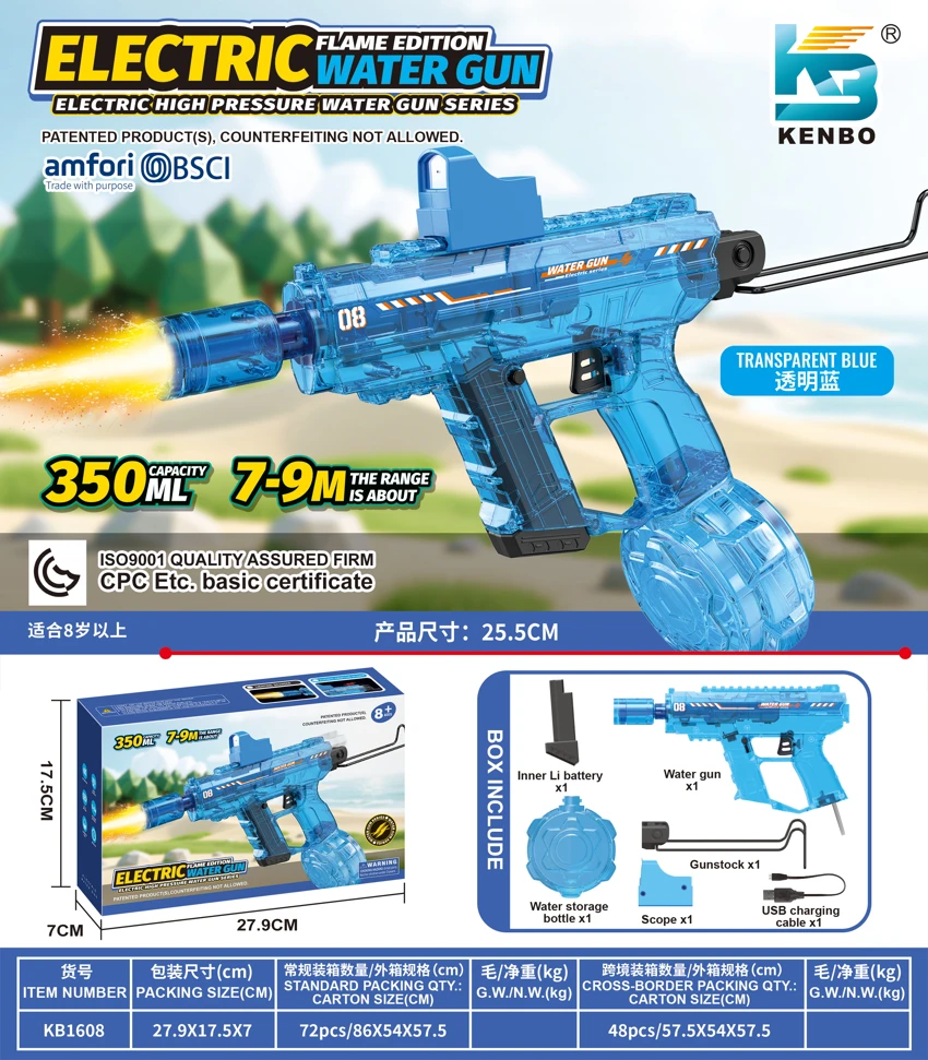 Upgraded Mini UZI Electric Water Gun with Light, Motorized Action, and Slide-Back Mechanism