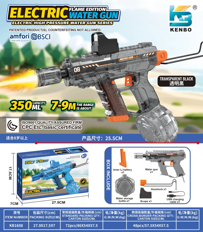 Upgraded Mini UZI Electric Water Gun with Light, Motorized Action, and Slide-Back Mechanism