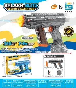 Upgraded Mini UZI Electric Water Gun with Flashing and Automatic Magazine