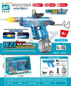 UZI Three-Function Dual-Mode Colorful Light Automatic Water-Suction Electric Water Gun with Manual and Automatic Modes