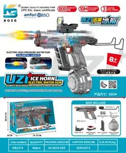 UZI Three-Function Dual-Mode Colorful Light Automatic Water-Suction Electric Water Gun with Manual and Automatic Modes