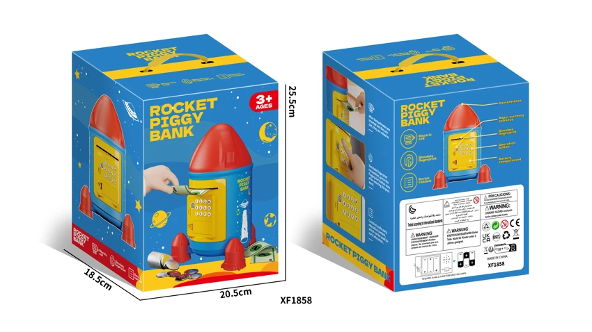 Rocket Piggy Bank - Blue