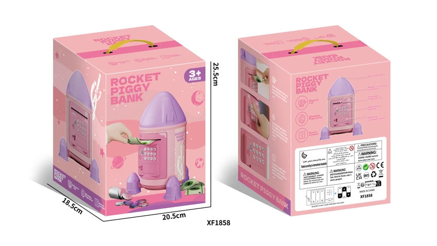 Rocket Piggy Bank - Pink
