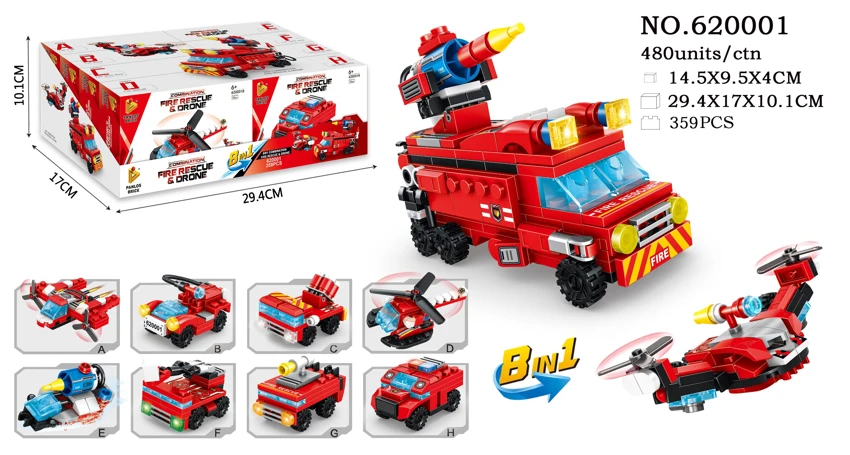 8-in-1 Multi-Functional Fire Truck Fire Mecha