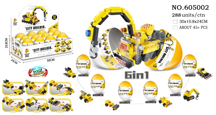 Building Blocks Egg 6-in-1 Construction Crane