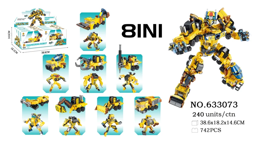 Engineering Mecha 2 Transforms into 8 Combination