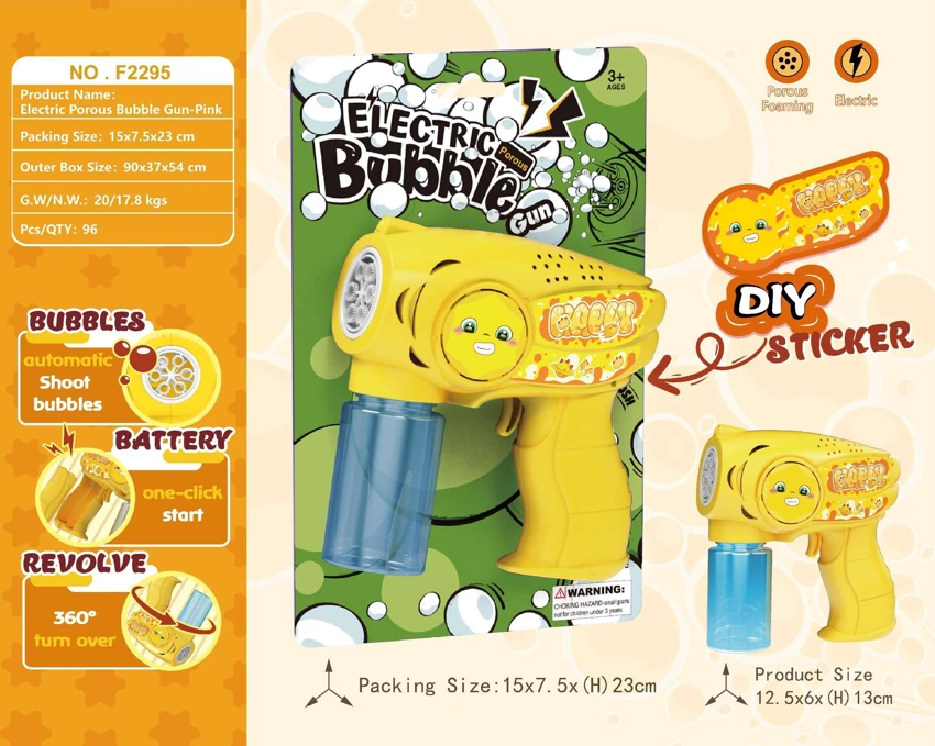 Porous Fully Automatic Electric Space Bubble Gun (Yellow)