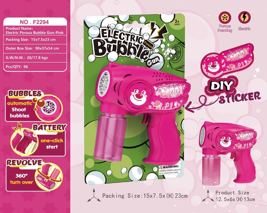 Porous Fully Automatic Electric Bubble Gun (Pink)