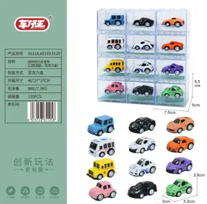 Mini Metal-Core Wind-Up Cars (12-Piece Assorted Set, Acrylic Display Case)