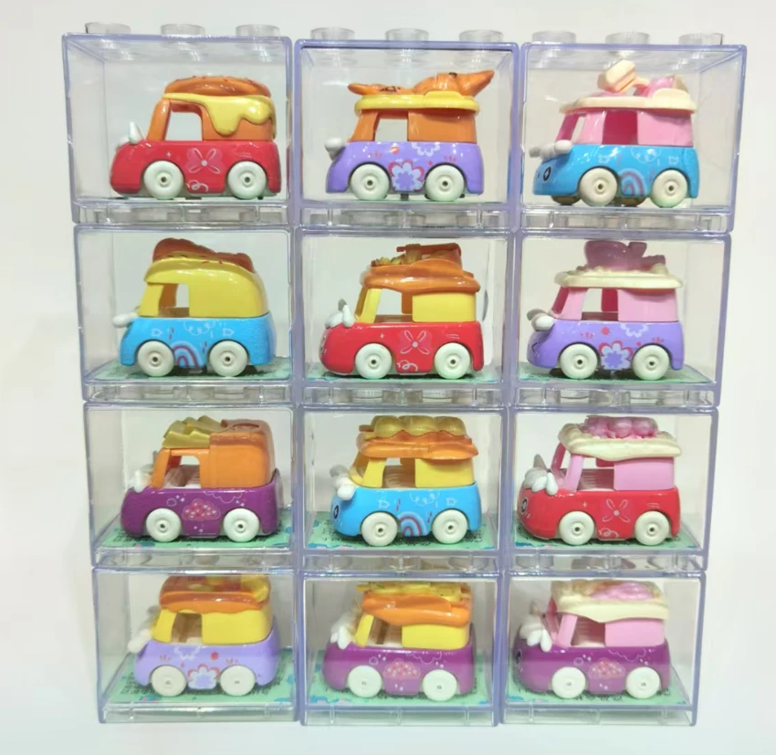 Miniature Die-Cast Cars (Assorted Set of 12: Dessert/Wedding/Snack Themes, Acrylic Display Box)