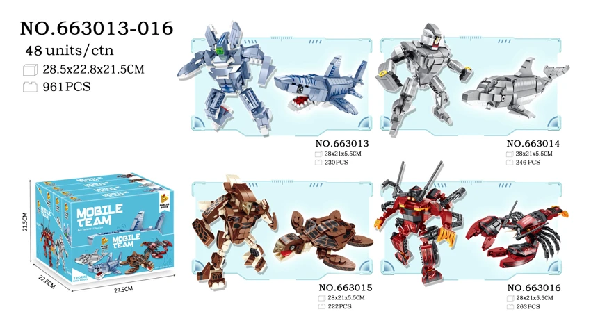 2 transform into marine animals (great white shark, dolphin, sea turtle, lobster)