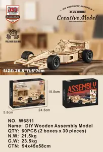 DIY Wooden Assembled Pull-Back F1 Racing Car