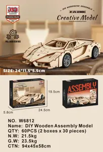 DIY Wooden Assembled Pull-Back Ferrari