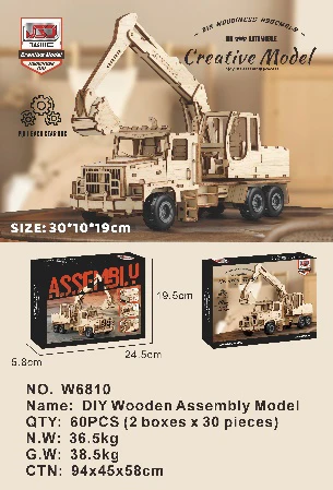 DIY Wooden Assembled Pull-Back Excavator